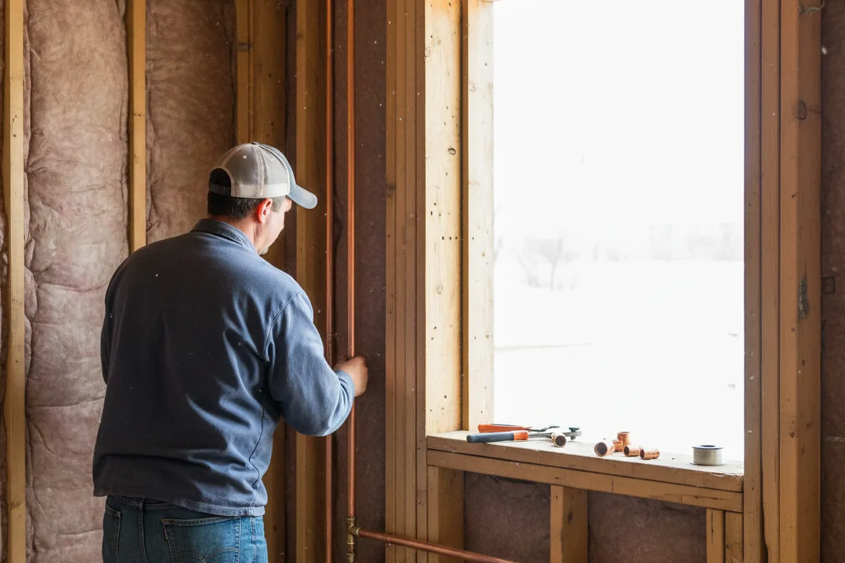 Licensed plumber running new copper supply lines in a Cornettsville home