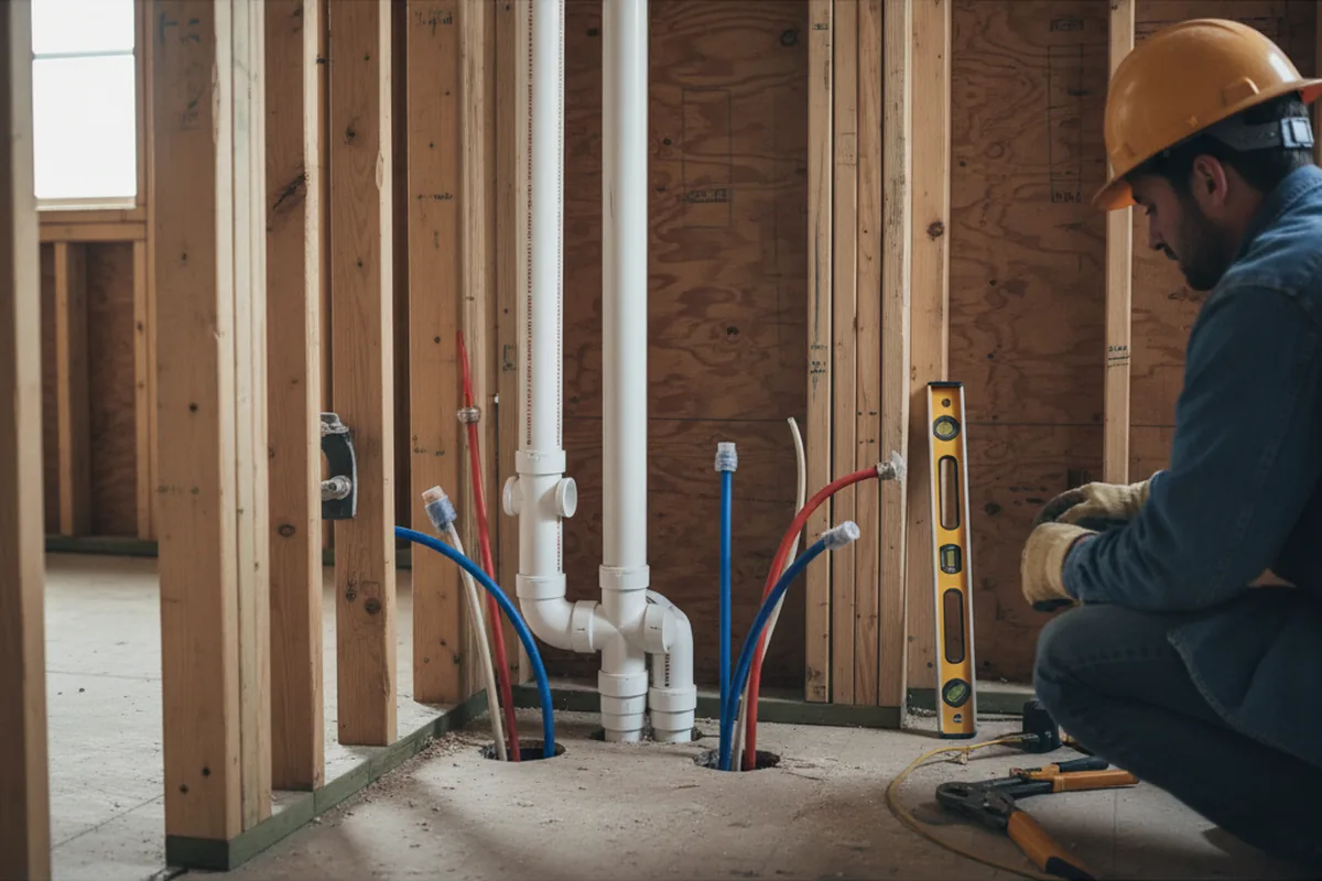 Drain and supply rough-in during Drain Cleaning in Cornettsville